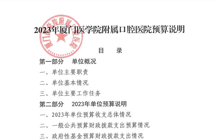 2023年厦门医学院附属口腔医院预算公开说明